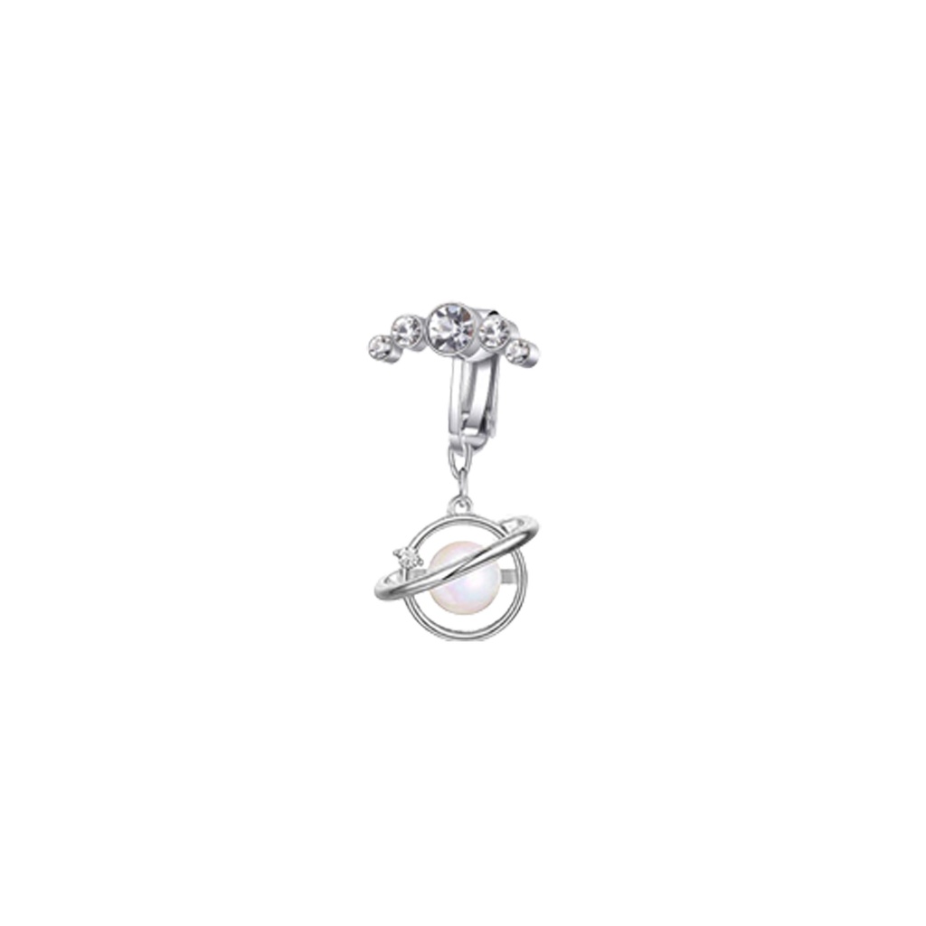 Klip Tindik Pusar Kristal Stainless Steel Cubic Zircon Jantung Butterfly Belly Button Rings Perhiasan Tanpa Tindik Sexy Untuk Wanita