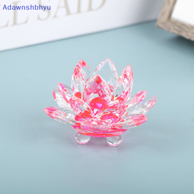 Adhyu 60mm Kristal Lotus Bunga Kerajinan Kaca Fengshui Ornamen Patung Hadiah ID