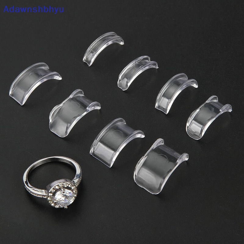 Adhyu 8ukuran Silikon Invisible Clear Ring Size Adjuster Mengencangkan Pengecil Alat Perhiasan ID