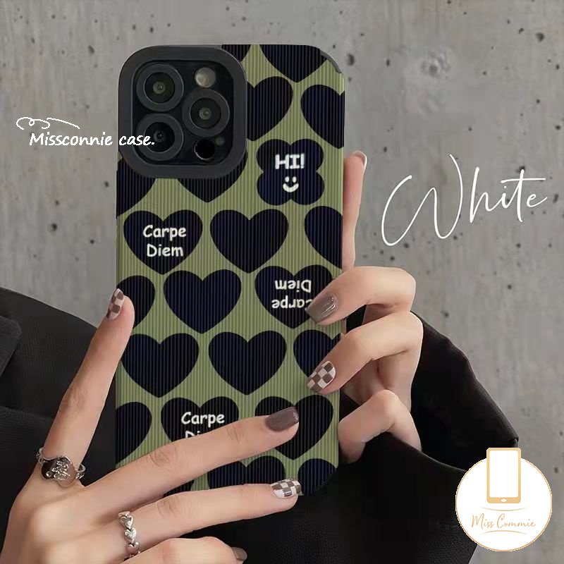 IPHONE Casing Ponsel Tekstur Kulit Mewah Kompatibel Untuk Iphone11 14 12 13 Pro Max7 8 Plus XR X XS MAX 7Plus Retro Cream Cinta Hati Shockproof Soft Silicone Tpu Cover