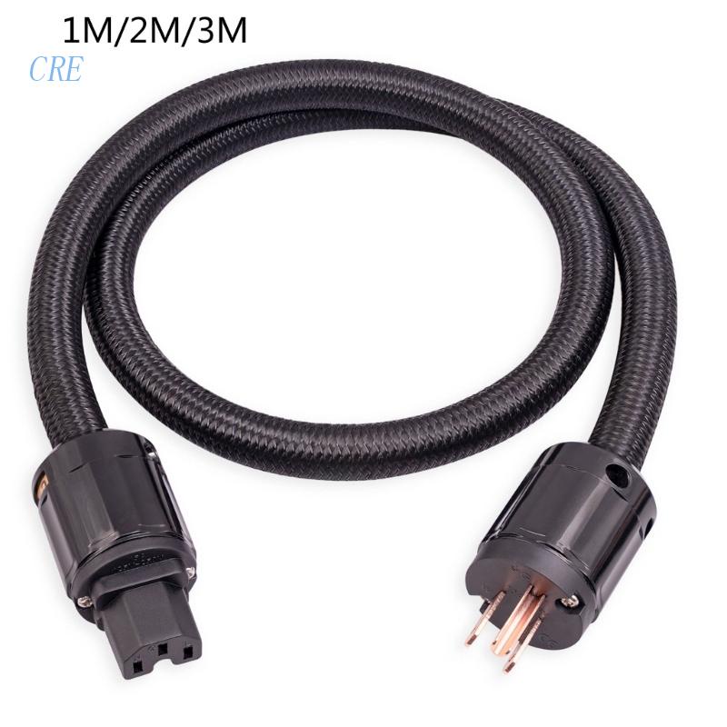 Cre HiFi Kabel Listrik Kabel Listrik Dengan Colokan 3 Cabang US 12AWG Audiophile Power Cord