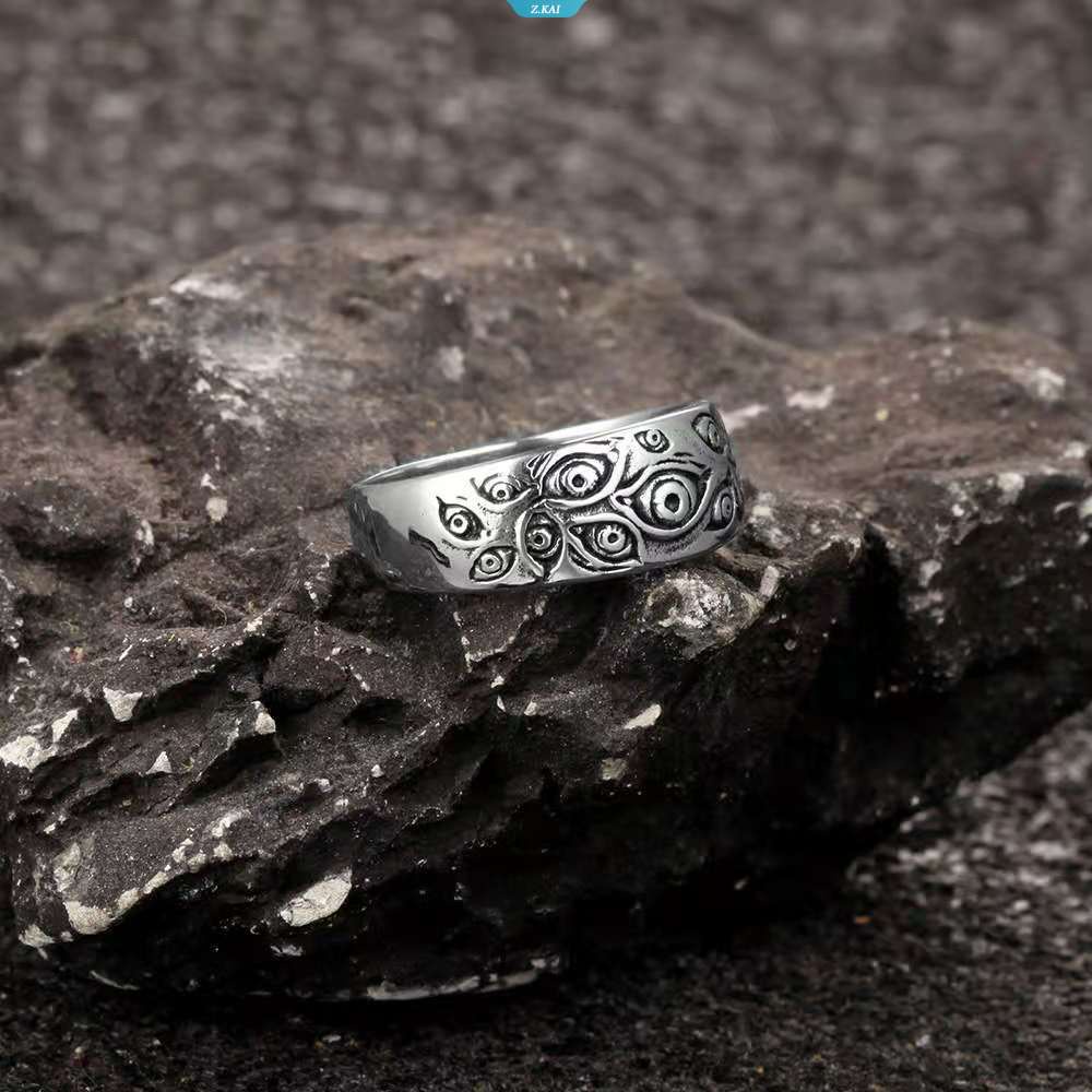 Cincin Mata Setan Gothic Punk Retro Pesta Untuk Pria Dan Wanita Ornamen Aksesoris Sehari-Hari Ringan Ring [ZK]