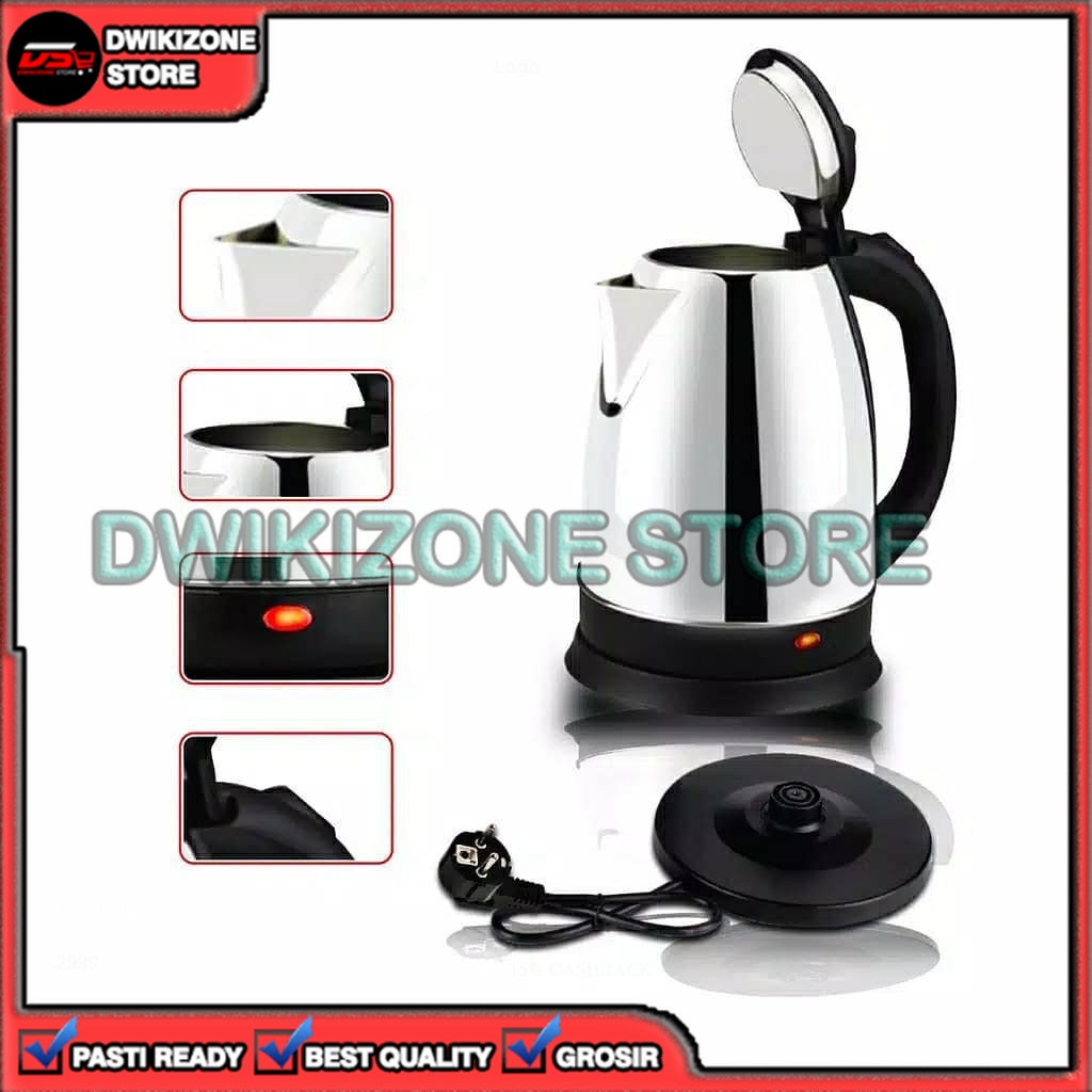 [GROSIR] TEKO KETEL KETTLE LISTRIK ELEKTRIK PEMANAS AIR WATER HEATER STAINLESS 2 LITER HIGH QUALITY