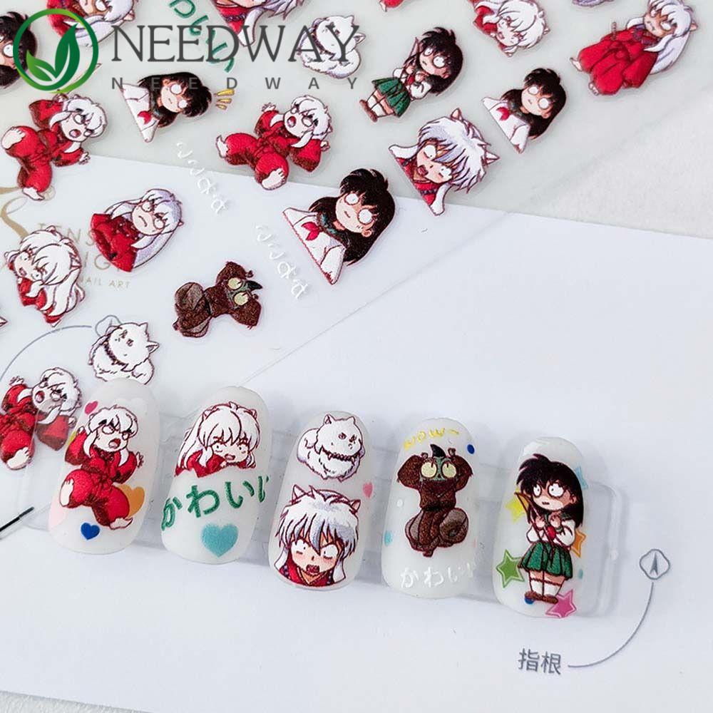 Needway   Kartun Stiker Kuku Lucu Fashion Babi Inuyasha Manicure Aksesoris Beruang Nail Art Dekorasi