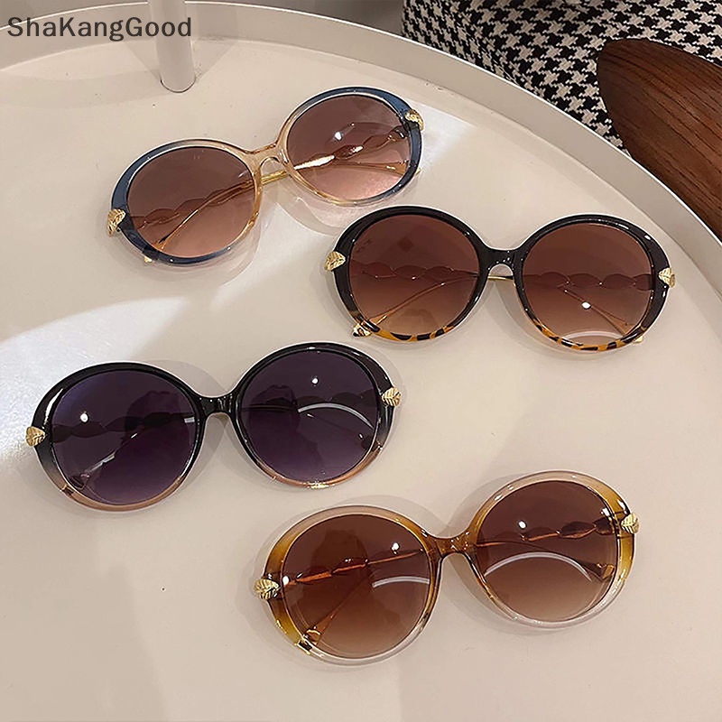 Kacamata Hitam Frame Bulat Klasik Trendi Selip Untuk Wanita Vintage Gradient Sunglasses SKK