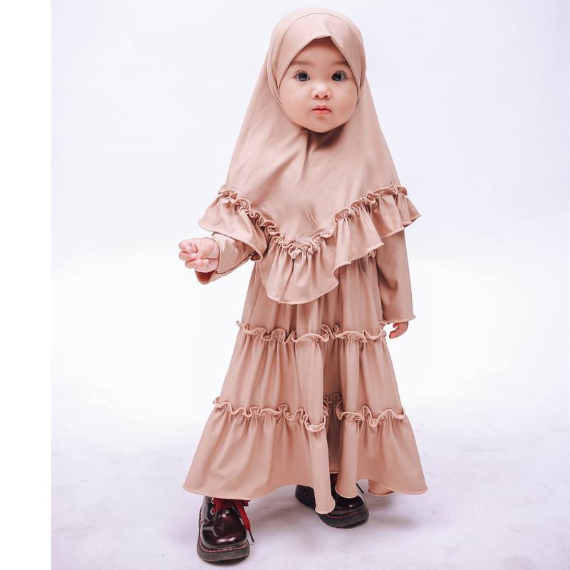 ZASKIYA- Gamis Susun Anak Perempuan Muslim Wanita