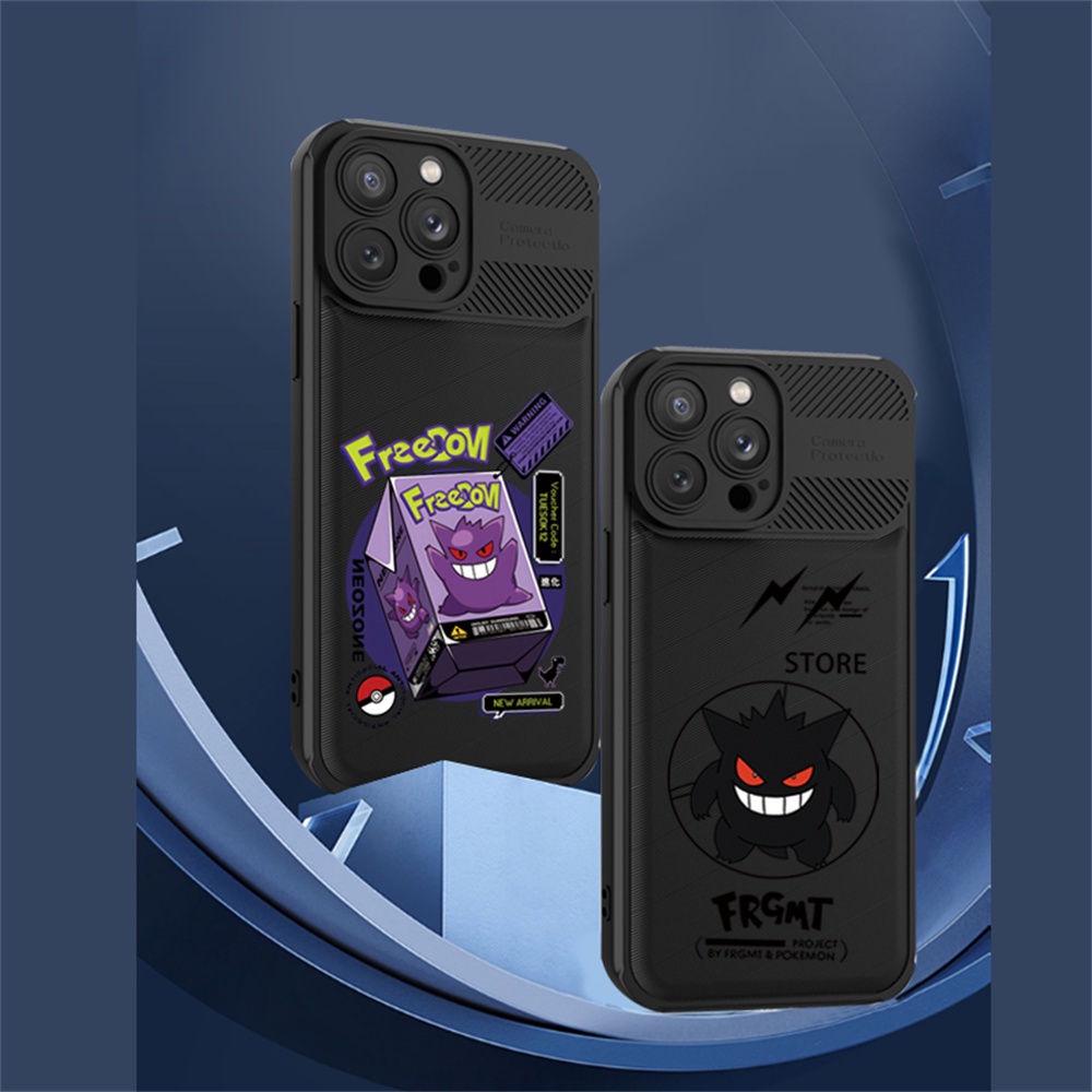 Casing Samsung A13 A04E A04S A04 A13 A02 A03 A03S A02S A20 A30 A12 A11 A10 A20S A10 M12 J7 Prime J7Pro Anime Pokemon Gengar Serat Karbon Cross Grain Phone Cover