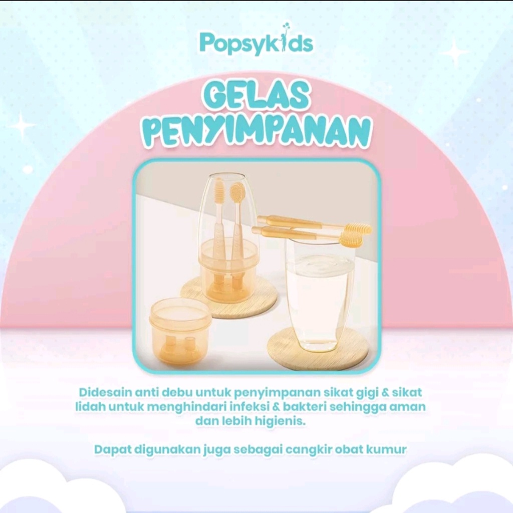 Popsykids Silicone Baby Oral Care - Pembersih Mulut Bayi Silicone