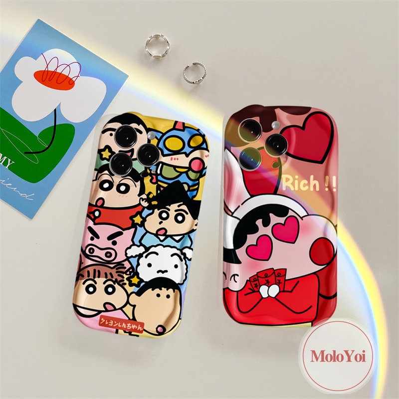 Kartun Toy Story 3D Wavy Curved Edge Phone Case Kompatibel Untuk IPhone XR XS X Max11 12 14 13 Pro 6s 6 8 7 Plus SE 2020 Kartun Lucu Crayon Xiaoxin Soft Cover