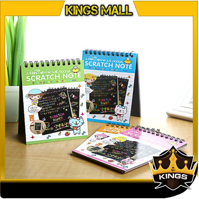 

KINGS - 5817 Buku Magic Warna Colourful / Scratch Note Paper Note Buku Gambar Anak Anak / Mainan Black Cardboard Edukasi Anak