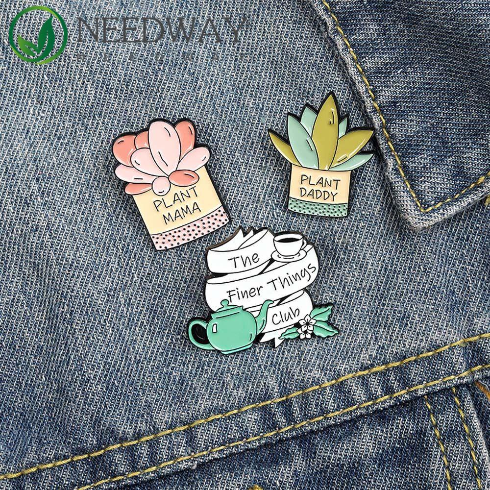 Needway   Tanaman Bros Hadiah Untuk Anak-Anak Busana Taman Kecil Perhiasan Aksesoris Bunga Tanaman Berkebun Lencana Lencana Pin Enamel Pin