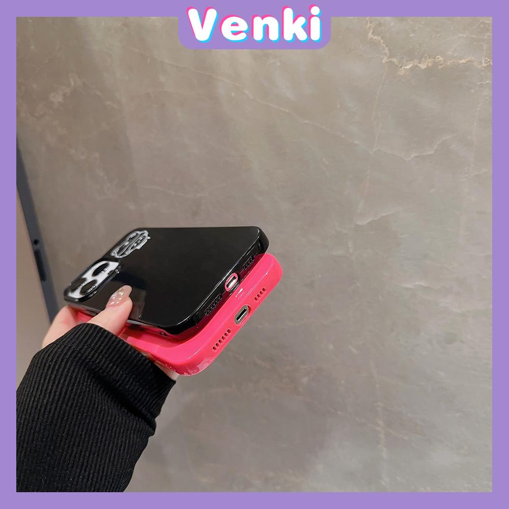 VENKI - Untuk iPhone 11 iPhone Case Hitam Merah Glossy TPU Soft Shell Tahan Guncangan Perlindungan Pompa Kamera Anak Laki-laki Sederhana Kompatibel dengan iPhone 14 13 Pro max 12 Pro Max xr xs max 7 8