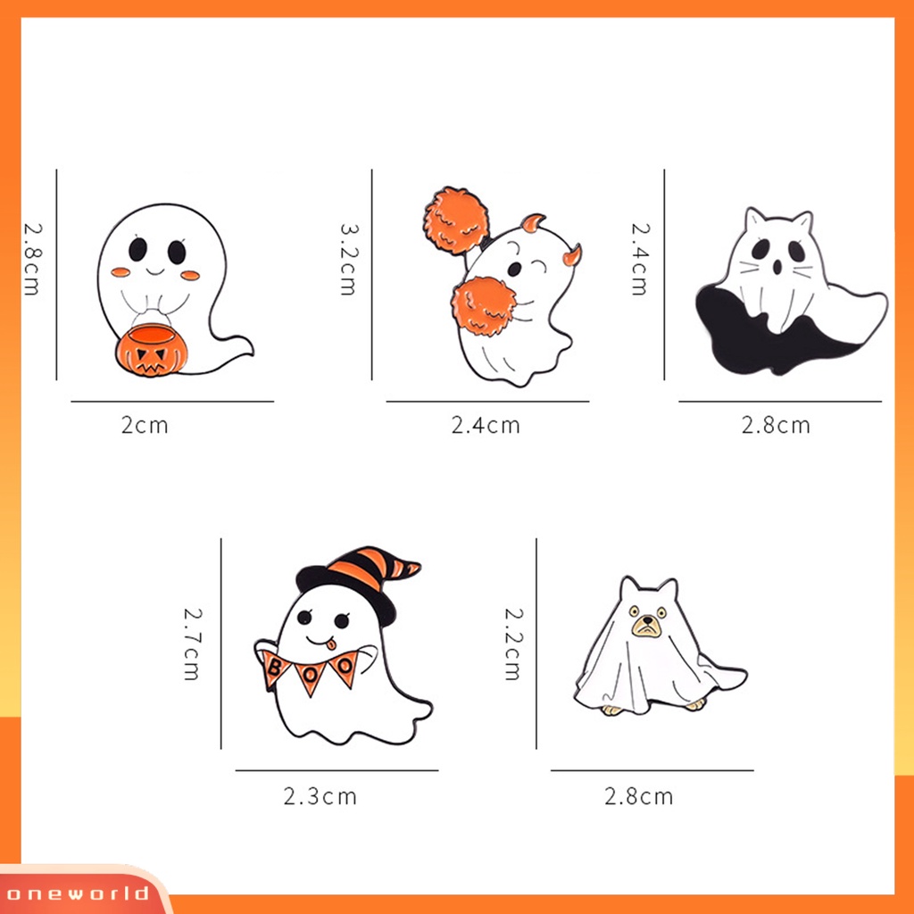 [ONE] Halloween Bros Kepribadian Indah Tahan Lama Ringan Nakal Hias Pakaian Kokoh Kartun Bentuk Hantu Anak Pin Aksesoris Halloween