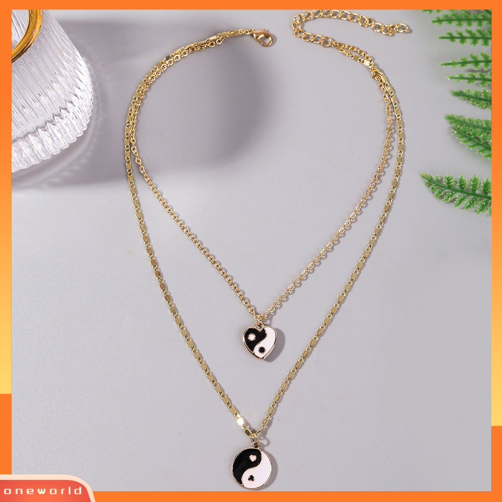 [ONE] Women Necklace Kalung Liontin Lapis Ganda Hati Warna Cerah Ringan Untuk Hadiah