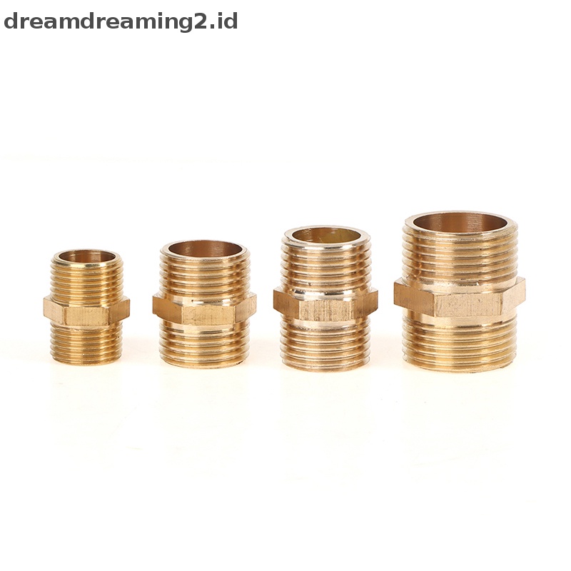 (drea) Pipa Kuningan Hex Nipple Adapter BSP Male to Male Drat Air Minyak Gas Connecto //