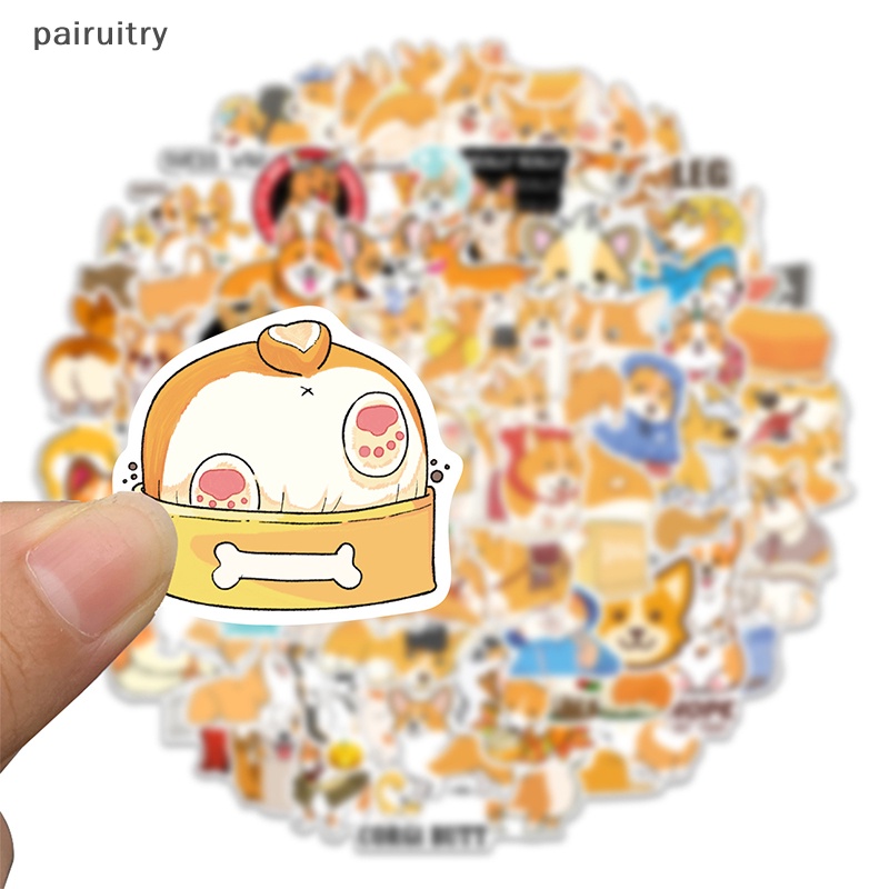 Prt 50 /100PCS Lucu Corgi Kawaii Hewan Stiker Ponsel Bagasi Skateboard Laptop Gitar Kartun Grafiti Tahan Air Stiker Stiker PRT