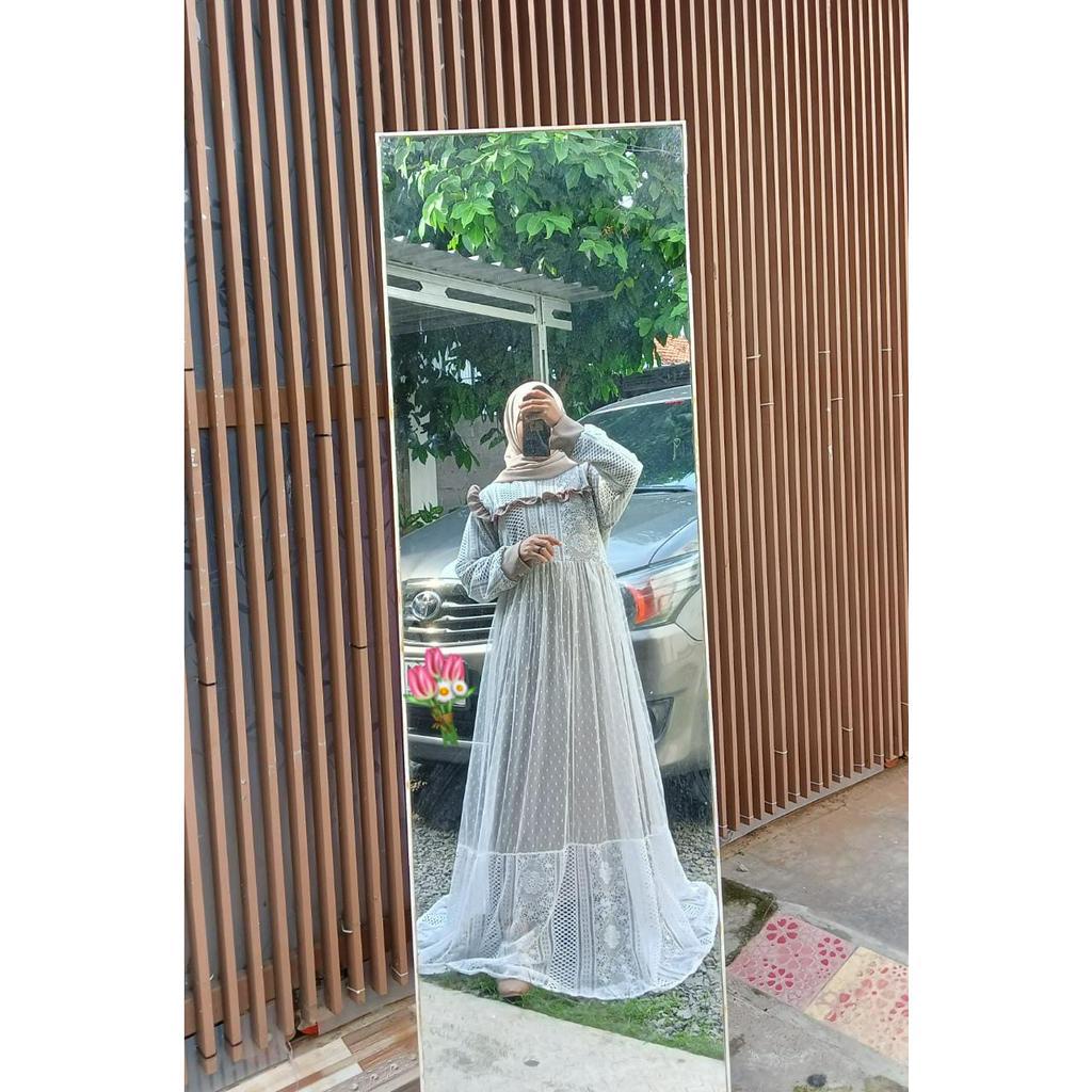 GAMIS AMBERLY DRESS BROCADE FURING CRINKLE TIDAK NERAWANG/GAMIS BROKAT BRIDESMAID/Gamis maternity/gamis kondangan lebaran/white dres engangement/COD