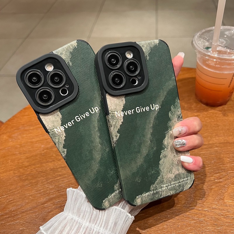 IPHONE Untuk Iphone14 13 12 11 Pro Max X XR XS Max7 8 Plus Vintage Hijau Pantai Tekstur Vertikal Kulit Pelindung Soft case