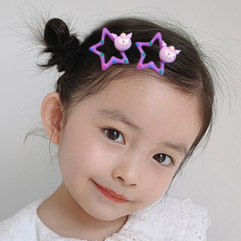 Klip BB Kartun Lucu Aksesoris Rambut Anak Perempuan/Jepit Rambut Bentuk Bintang Kawaii Sanrio Anime Kuromi Baru/Jepit Pentagram Logam Manis/Hiasan Kepala Klip Bintang Polkadot Anak