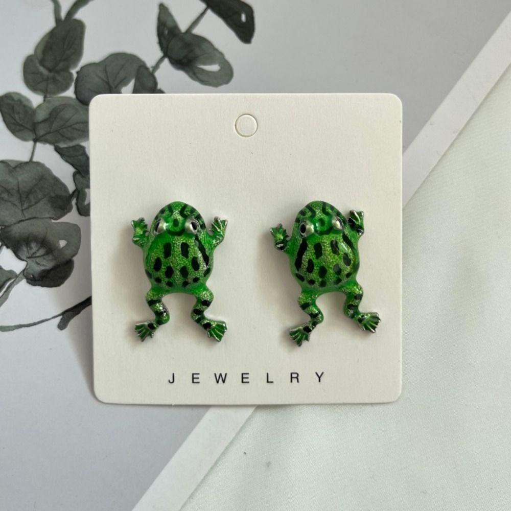 Mxbeauty Simulasi Anting Kodok Lucu Manis Korea Anting Pesta Fashion Desain Berlebihan Tanpa Tindik Telinga Perhiasan 3D Hewan Anting-Anting