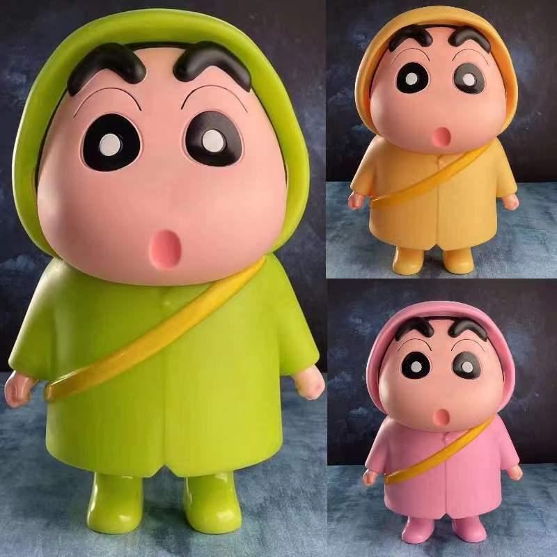 9 cm Crayon Shin-chan Anime Figure Kawaii Jas Hujan Shin-chan Patung Lima Warna PVC Action Figure Model Kolekte Mainan Boneka Ornamen