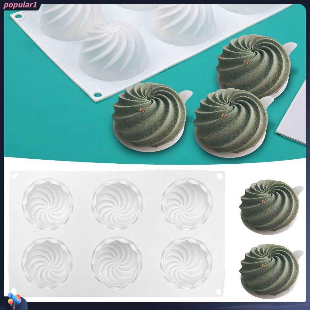Populer 3D Spiral Hemisphere DIY Craft Jelly Dome Alat Dekorasi Kue Coklat6 Cavity Mousse Cetakan