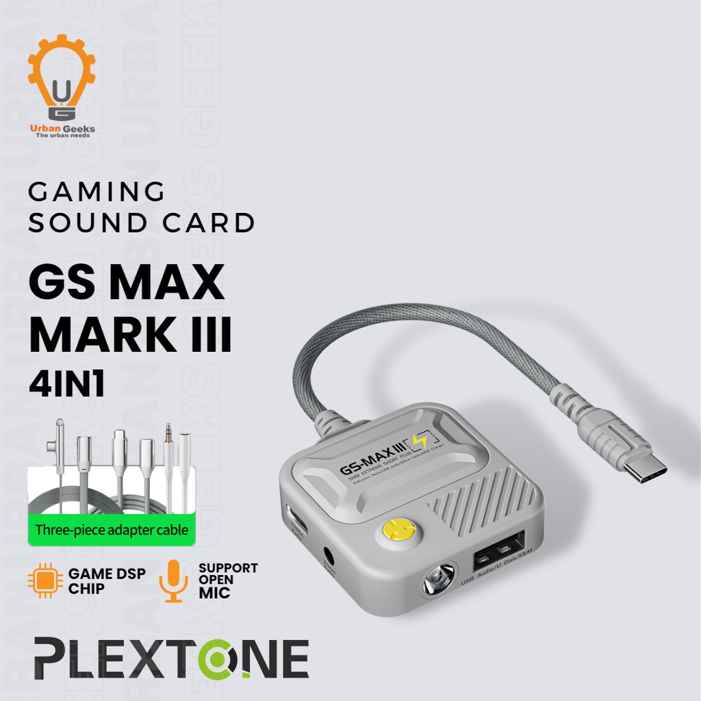Plextone GSMAX III PD 60W Fast Charging Gaming Adapter USB Port Type C To 3.5mm