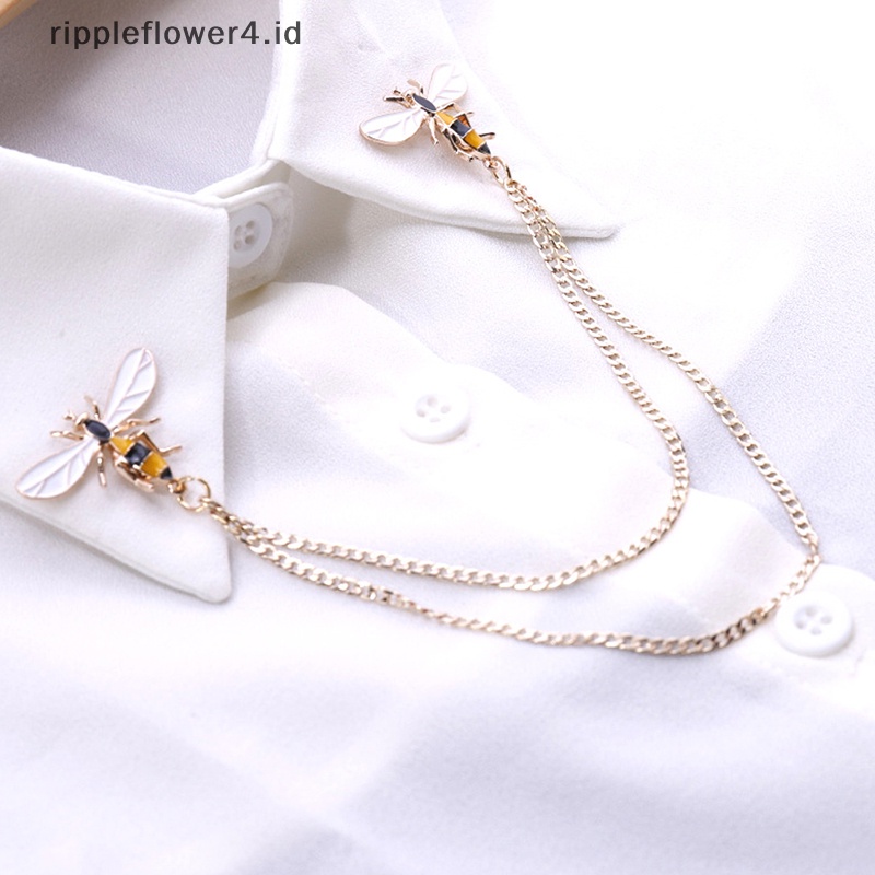 {rippleflower4.id} Cute Bee Vintage Bros Pin Alloy Metal Chain Brooch Broches Man Suit Pin~