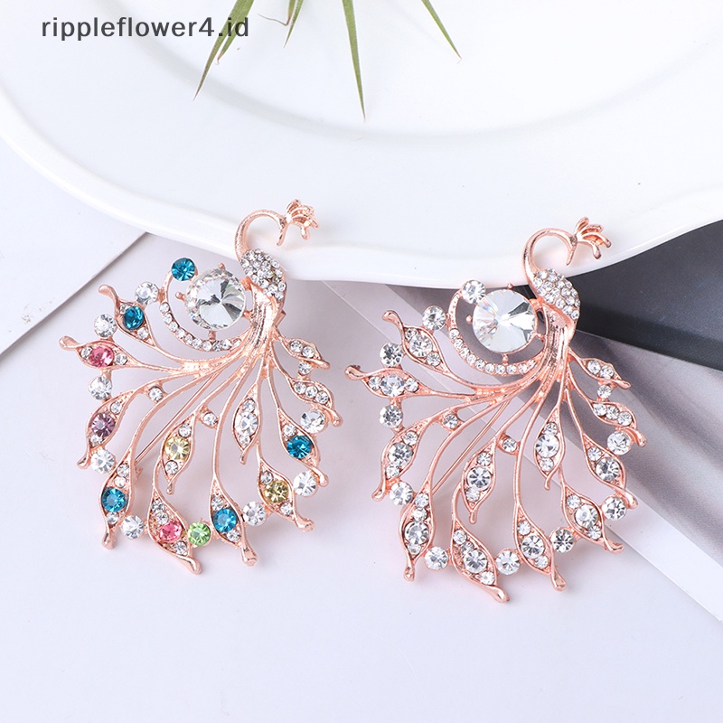 {rippleflower4.id} 1pc Bros Merak Berlian Imitasi Untuk Wanita Kantor Pakaian Santai Bros Pin Hadiah~