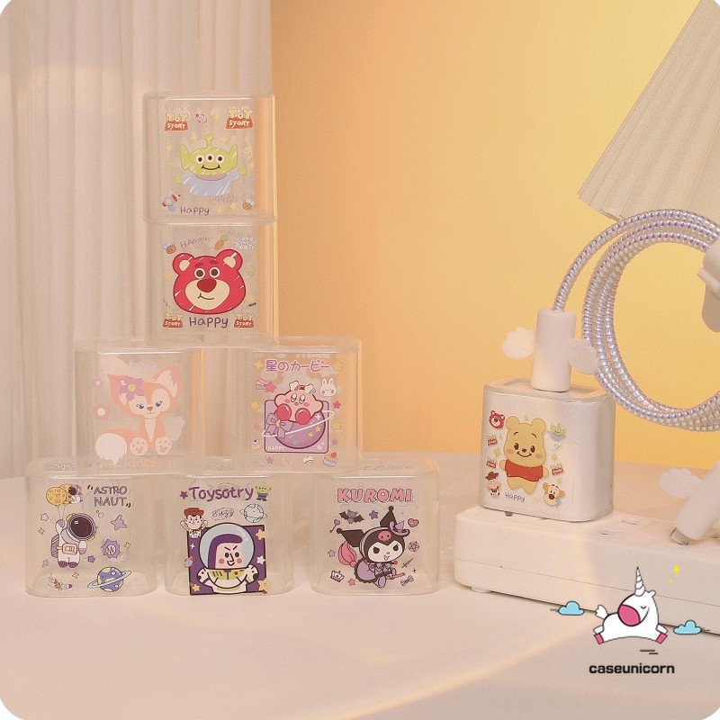 Casing Charger Pelindung Set Kompatibel Untuk Apple 18 /20W Adaptor Charger Case Pola Lucu Kartun Manyo Love Heart Toy Story Winnie the Pooh Bow Kuromi Bear Lembut TPU Cover