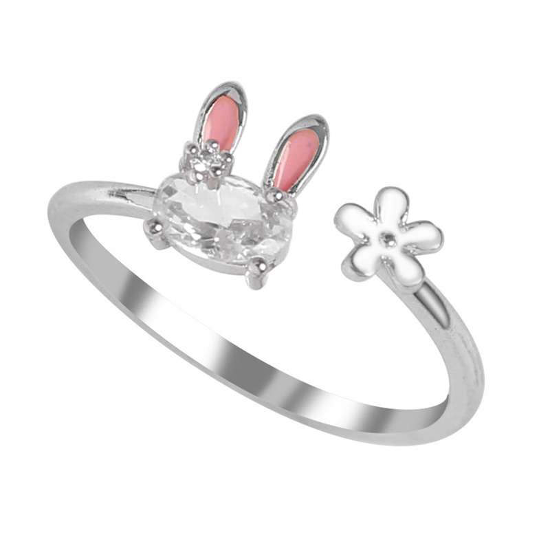 Hot Jual Fashion Perhiasan Cincin Wanita Kelinci Lucu Hewan Rings Pembukaan Adjustable Logam Cincin Baru Pink Perhiasan Hadiah