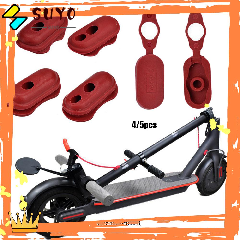 Suyo 4/5pcs Charge Port Cover Warna Merah Skateboard Aksesoris Karet Bagian Skuter Elektrik Untuk XIAOMI M365