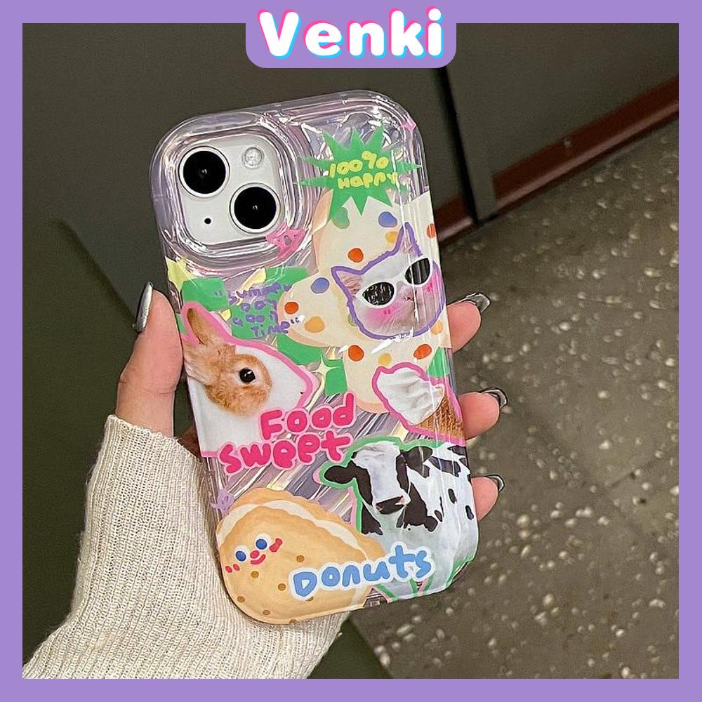 VENKI - Untuk iPhone 11 iPhone Case Laser Reflektif Transparan Ponsel Case TPU Lembut Shockproof Airbag Lucu Kreatif Kartun Kompatibel dengan iPhone 14 13 Pro max 12 Pro Max XR XR 7 8