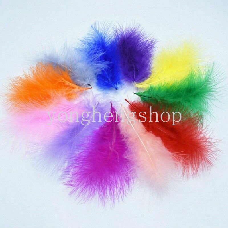 100pcs/set Marabou Turki Bulu Bobo Bola Balon Dekorasi DIY Craft Colorful Feather Untuk Membuat Perhiasan Carnaval Clothes Assesoires Dream Catcher Making Tool