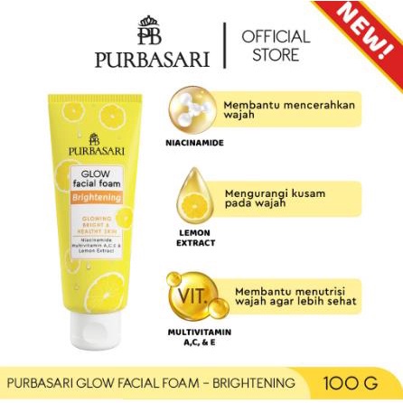 Purbasari Facial Foam Glow Brightening Acne Care Moisturizing - Netto 100 g