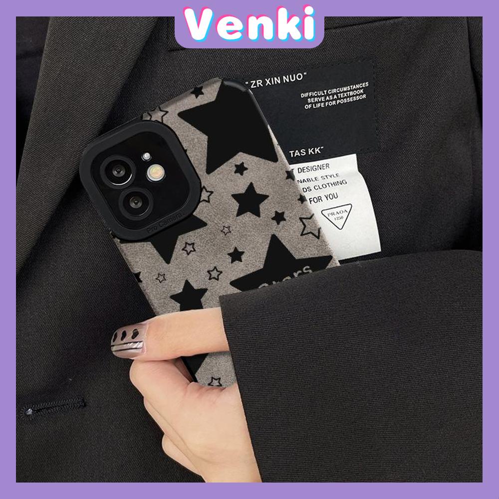 VENKI - Untuk iPhone 11 Case Leather Leather Pupil Eyes Suede Phone Case Soft Shockproof Airbag Protection Camera Simple Blinking Stars Kompatibel dengan iPhone 14 13 Pro max 12 xr