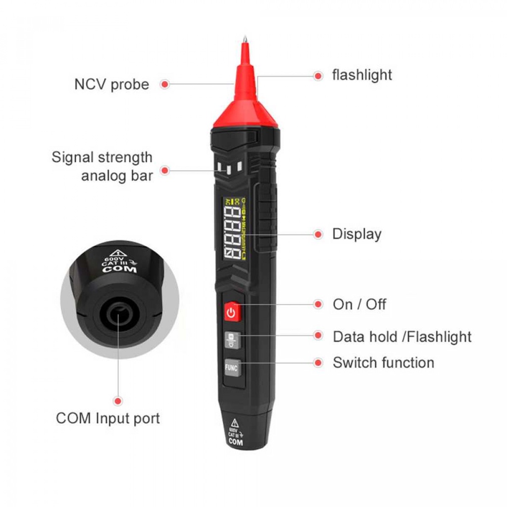 Tespen Digital Multimeter Voltage Tester Pen LCD Screen 4000 Count