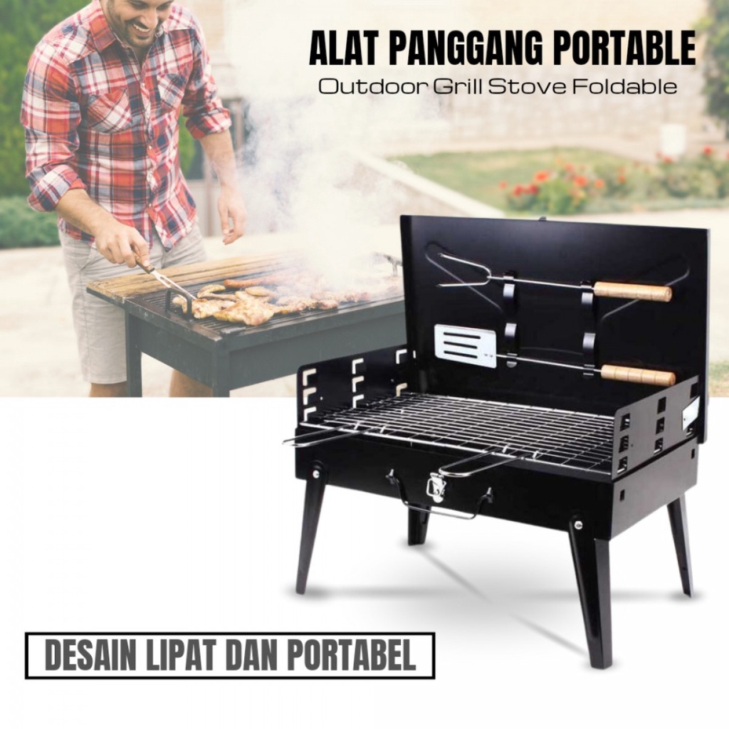 TaffHOME Alat Panggang Portable Lipat Arang BBQ Outdoor Foldable