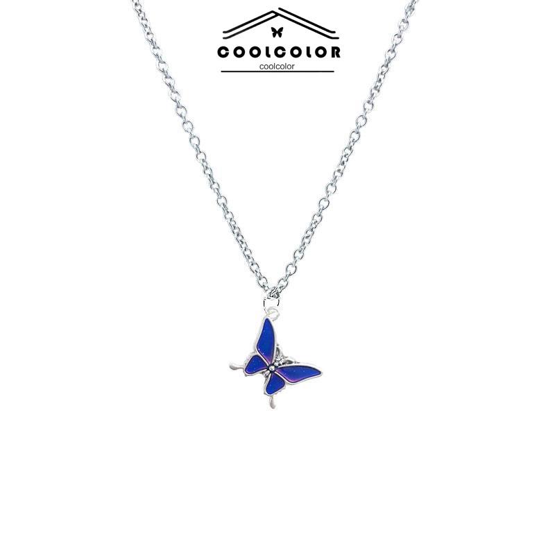 COD❤️Kalung Wanita Kupu-kupu Bervariasi Warna Desain Antik Yang Indah Hadiah Pasangan- cl