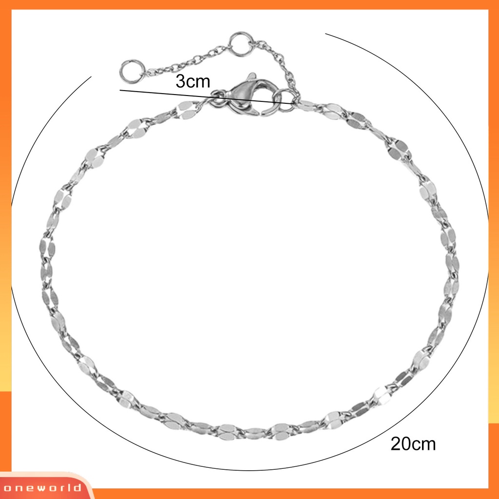 [WOD] 1pc Gelang Kaki Rantai Dipanjangkan Rantai Adjustable Antikarat Kepribadian Geometris Menghias Hypoallergenic Stainless Steel Bibir Ikan Rantai Gelang Kaki Wanita Perhiasan