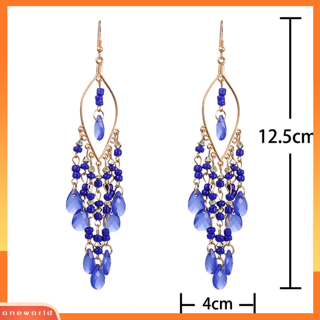 [WOD] 1pasang Anting Menjuntai Menawan Gaya Etnik Alloy Hollow Beads Rumbai Wanita Earrings Untuk Pesta