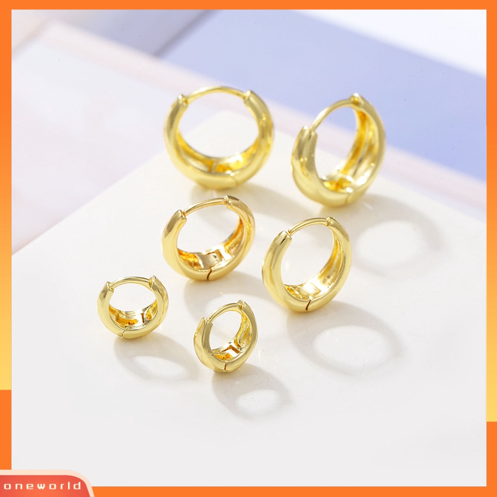 [WOD] 3pasang /Set Anting Menjuntai All-match Good-looking Ringkas Minimalisic Eye-catching Sehari Hari Memakai Tembaga Solid Berlapis Emas Bulat Multi-Potongan Anting Gesper Untuk Pesta