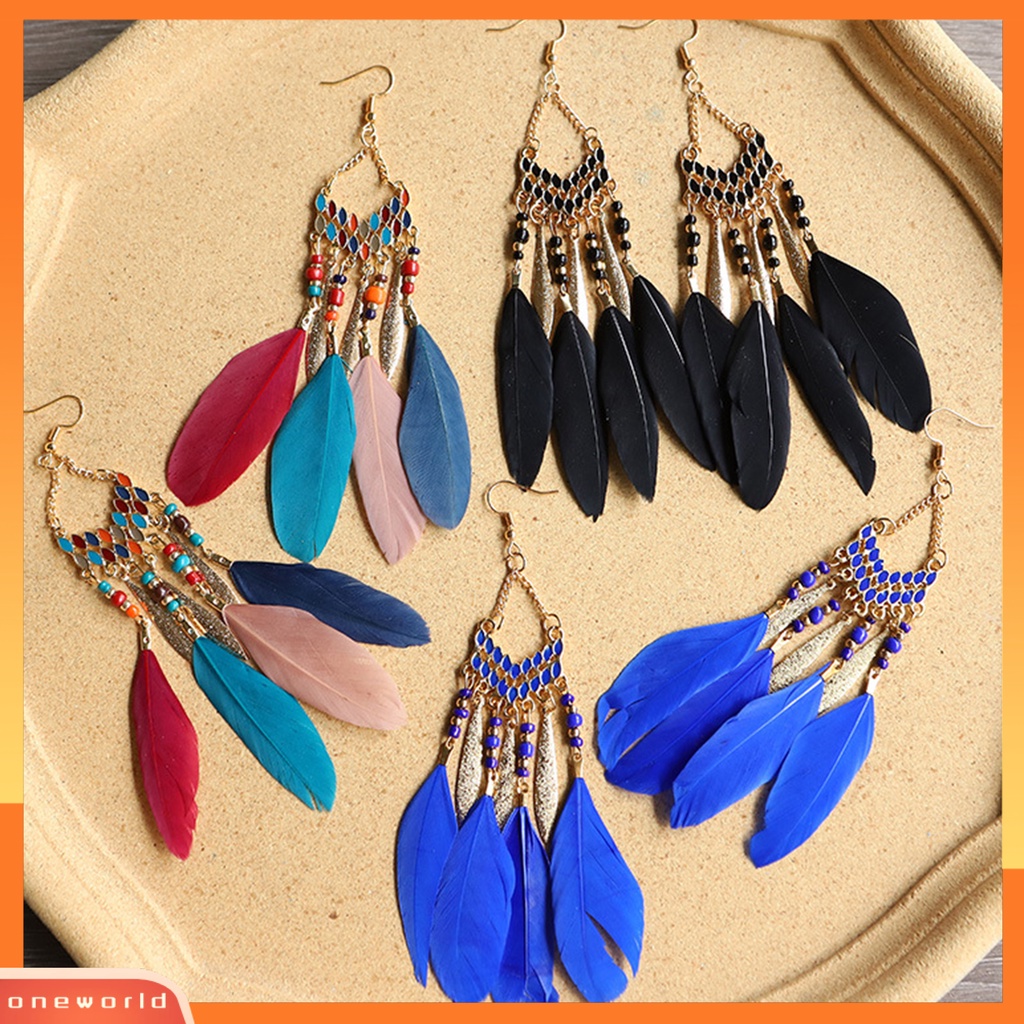 [WOD] 1pasang Anting Wanita Gaya Bohemia Etnik Bulu Sintetis Indah Lady Menjuntai Anting Untuk Perjamuan