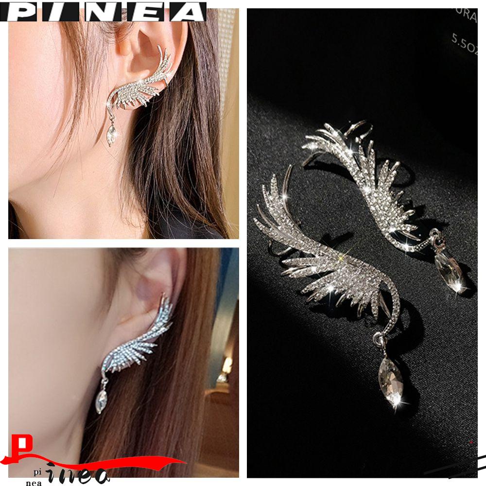 Nanas 1PC/1 Pasang Sayap Malaikat Anting Fashion Perhiasan Elegan Stud Earrings Menjuntai Drop Ear Clip