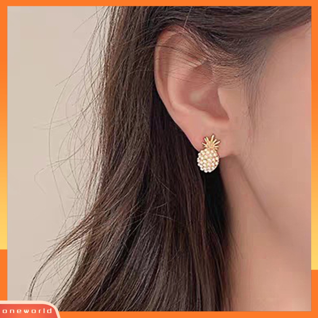 [WOD] 2pcs Anting Stud Indah Retro Metal Bentuk Nanas Ear Stud Untuk Pesta