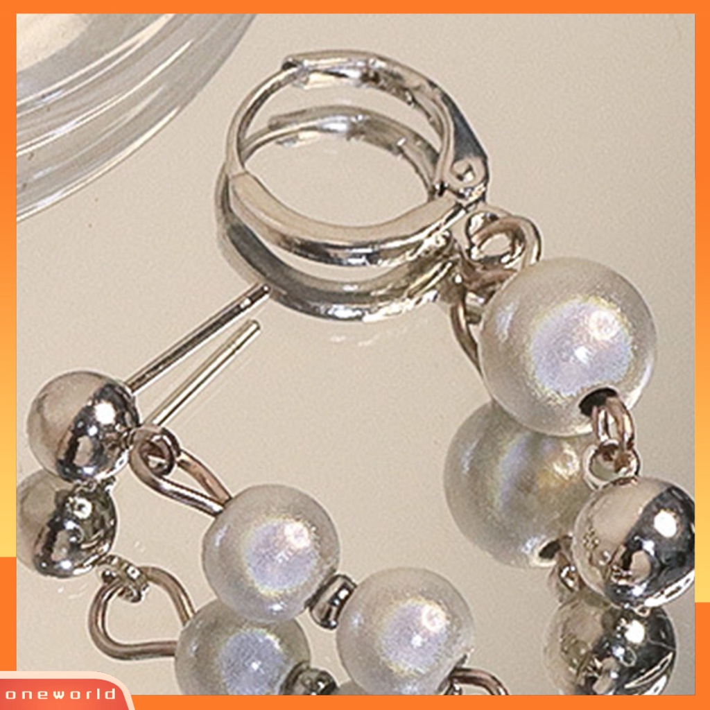 [WOD] 1pasang Wanita Stud Earrings Reflektif Manik-Manik Tidak Teratur Perhiasan Asimetris Kilau Cerah Menjuntai Anting-Anting Hadiah Ulang Tahun