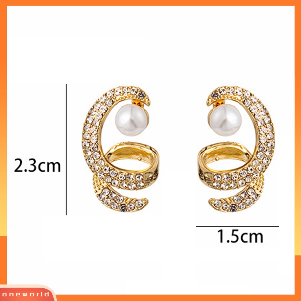 [WOD] 1pasang Anting Stud Perhiasan Berlian Imitasi Spiral Anting Geometris Bersinar Untuk Pakaian Sehari-Hari