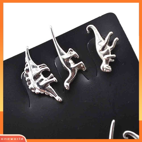 [WOD] 3pasang Wanita Vintage Punk Hewan Dinosaurus Bentuk Telinga Tindik Giwang Anting