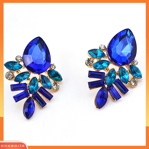 [WOD] Fashion Wanita Berlapis Emas Tetesan Air Berlian Imitasi Eardrops Ear Studs Earrings