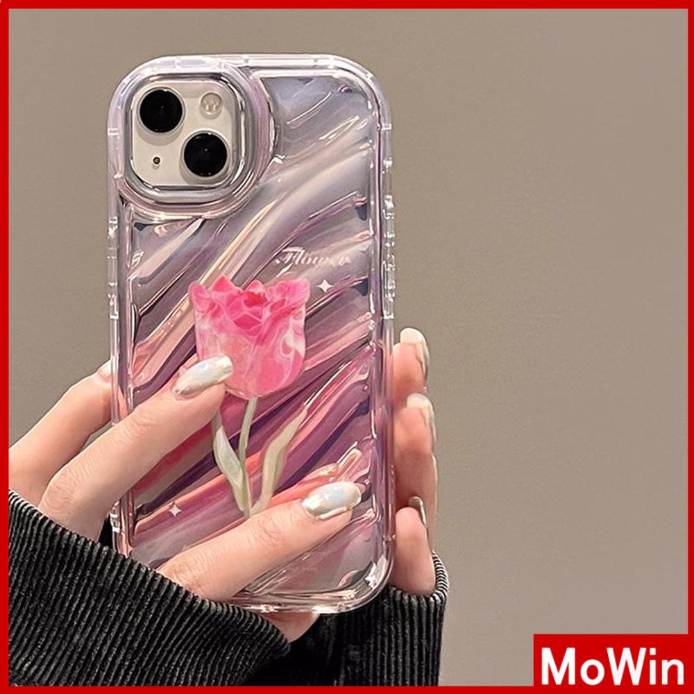 Case iPhone 14 Pro Max iPhone Case Laser Reflektif Bening Case TPU Soft Case Airbag Shockproof Simple Pretty Tulip Kompatibel dengan iPhone 13 Pro Max 12 Pro Max 11 Xr Xs Max 7 8Plus